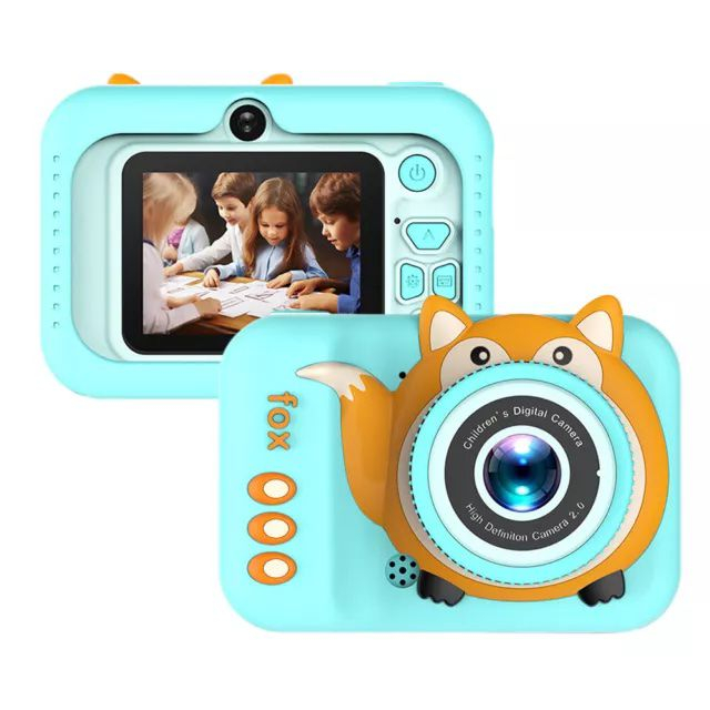 Camera foto digitala pentru copii 4800 MP, 8x zoom, model vulpita verde, 12x12cm [1]