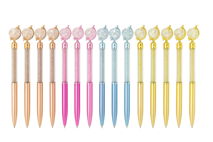 Set 48 Pixuri Globe Ballpoint Pen – Pixuri Cu Glob 3D si Sclipici [1]