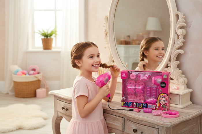 Set Fashion Makeup Playset pentru Fetite – Papuci, Uscator Jucarie si Accesorii, 25.5x19.5 cm, 3+ [2]