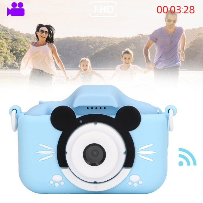 Camera foto digitala pentru copii 4800 MP, 8x zoom, model soricel albastru, 13x12cm [2]
