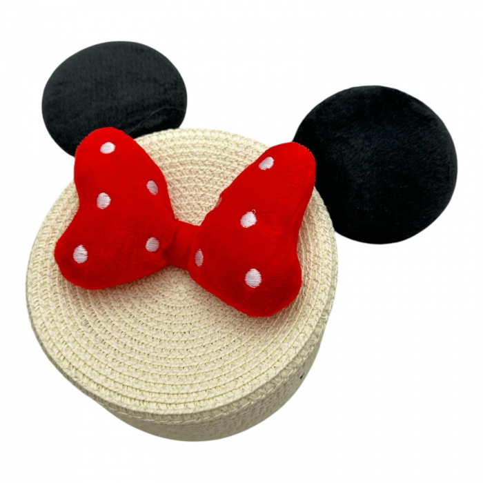 Accesoriu fashion pentru fetite – poseta cu fundita si urechiuse, din paie calitate superioara,  [4]