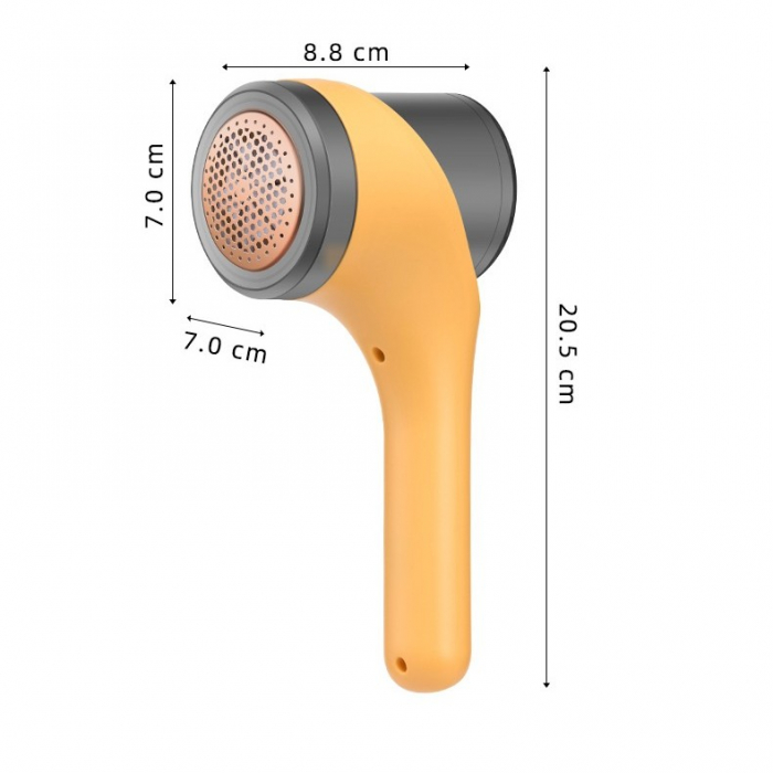Aparat Scame si Par Haine, , Electric, USB inclus, Periuta Curatare, pentru Diferite Tesaturi, 3 Trepte, 20.5 x 8.8 x 7 cm, Galben [3]
