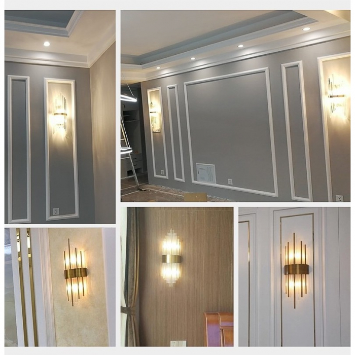 Aplica de Perete, , pentru Interior, din Otel Inoxidabil si Sticla, 40 x 16 cm, LED, Auriu [2]