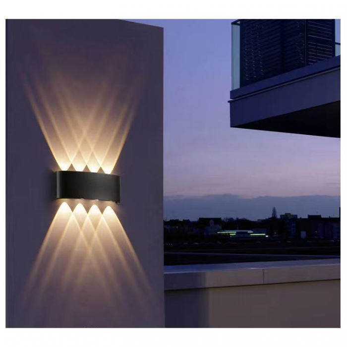 Aplica pentru Perete, , Interior/Exterior, Rezistenta la Umezeala, 8 W, Aluminiu, Negru, 22x8 cm [3]