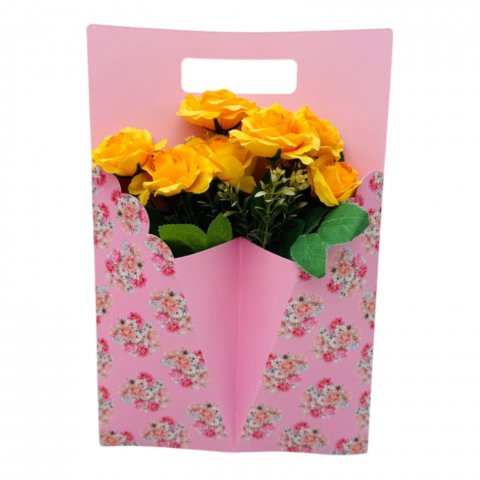 Aranjament deosebit cu Buchet de Trandafiri si boboci, diverse culori, 34×23cm,   [8]