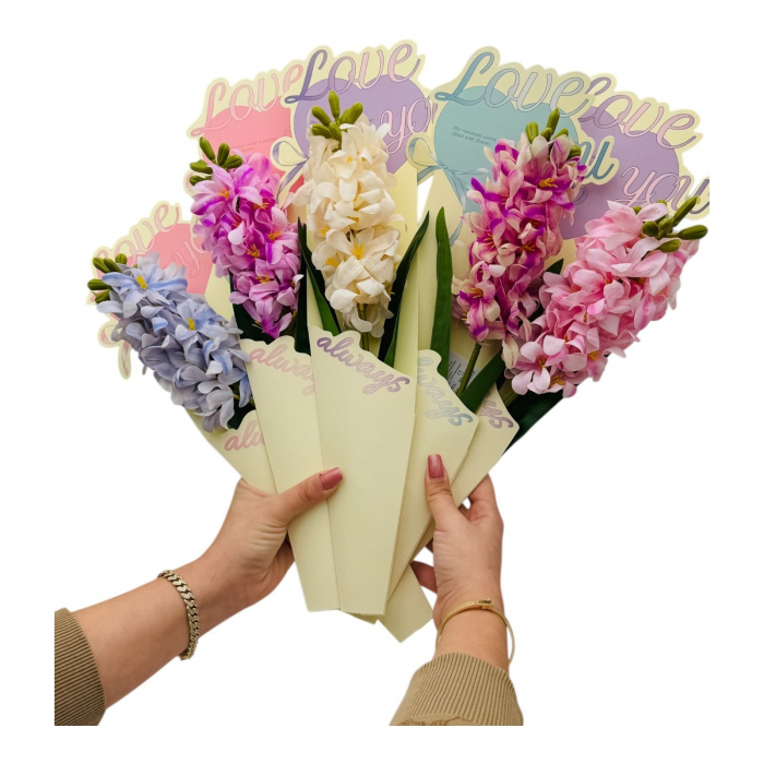 Aranjament deosebit cu Zambila Artificiala, culori combinate, calitate superioara, 45cm,   [4]