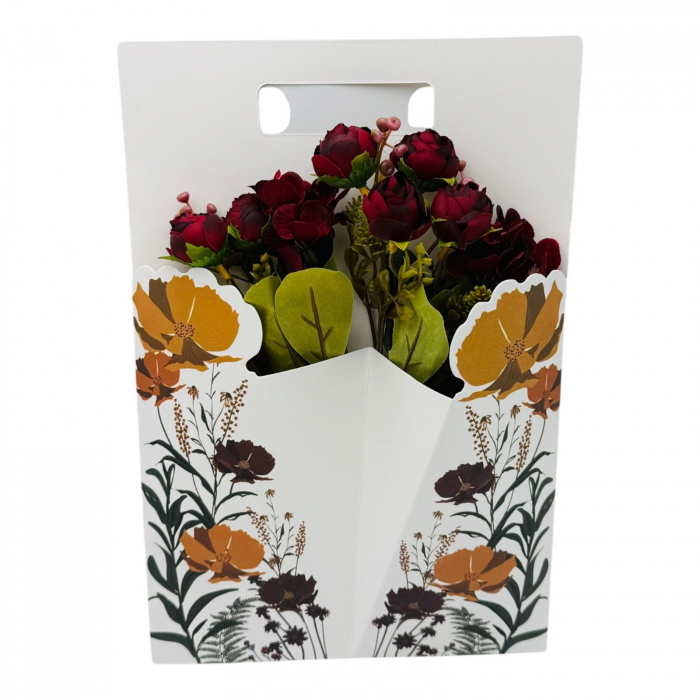 Aranjament floral deosebit cu Buchet de Bujori artificiali si bulbi, diverse culori, 34×23cm,   [8]