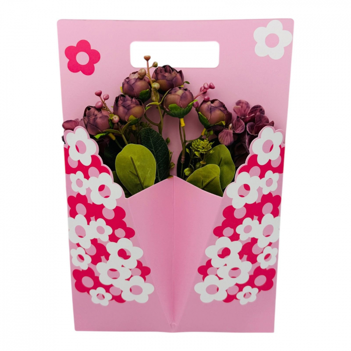 Aranjament floral deosebit cu Buchet de Bujori artificiali si bulbi, diverse culori, 34×23cm,   [5]