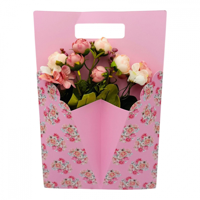 Aranjament floral deosebit cu Buchet de Bujori artificiali si bulbi, diverse culori, 34×23cm,   [6]