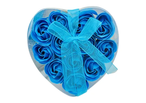 AranjamentInimioara cu 12 Trandafiri de sapun,albastru, 12×11×4cm  [1]