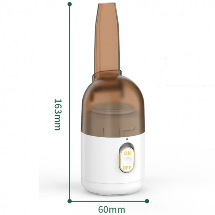Aspirator Portabil pentru Automobil, , Aspirator mic fara Fir, pentru Casa si Masina, incarcare USB, 2 in 1, 16.3x6 cm, Alb [3]