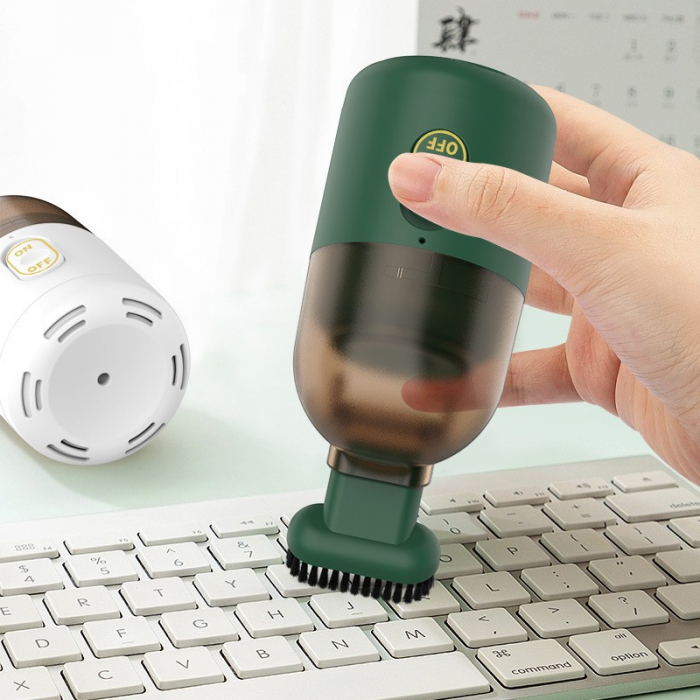 Aspirator Portabil pentru Automobil, , Aspirator mic fara Fir, pentru Casa si Masina, incarcare USB, 2 in 1, 16.3x6 cm, Verde [3]