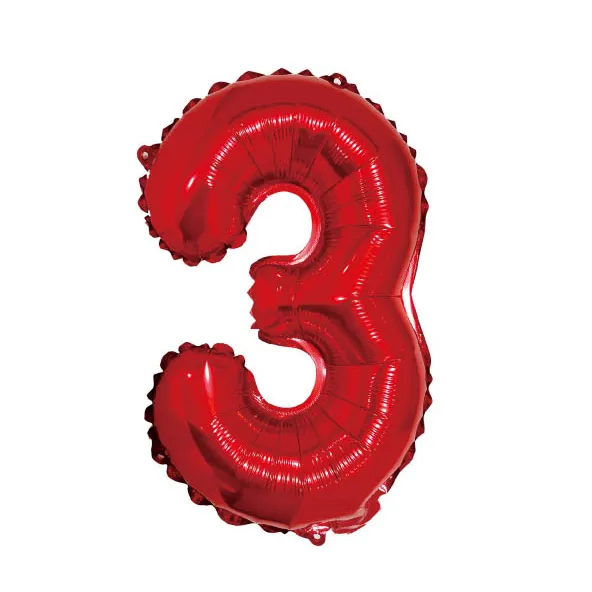 Balon Cifra 3 Folie Metalizata Rosu 35cm – Ideal pentru Decoruri de Petrecere,  [2]