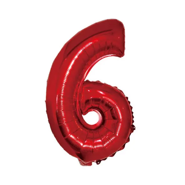 Balon Cifra 6 din Folie Metalizata, Rosu, 35cm – Decor Ideal pentru Petreceri si Evenimente Speciale,  [2]
