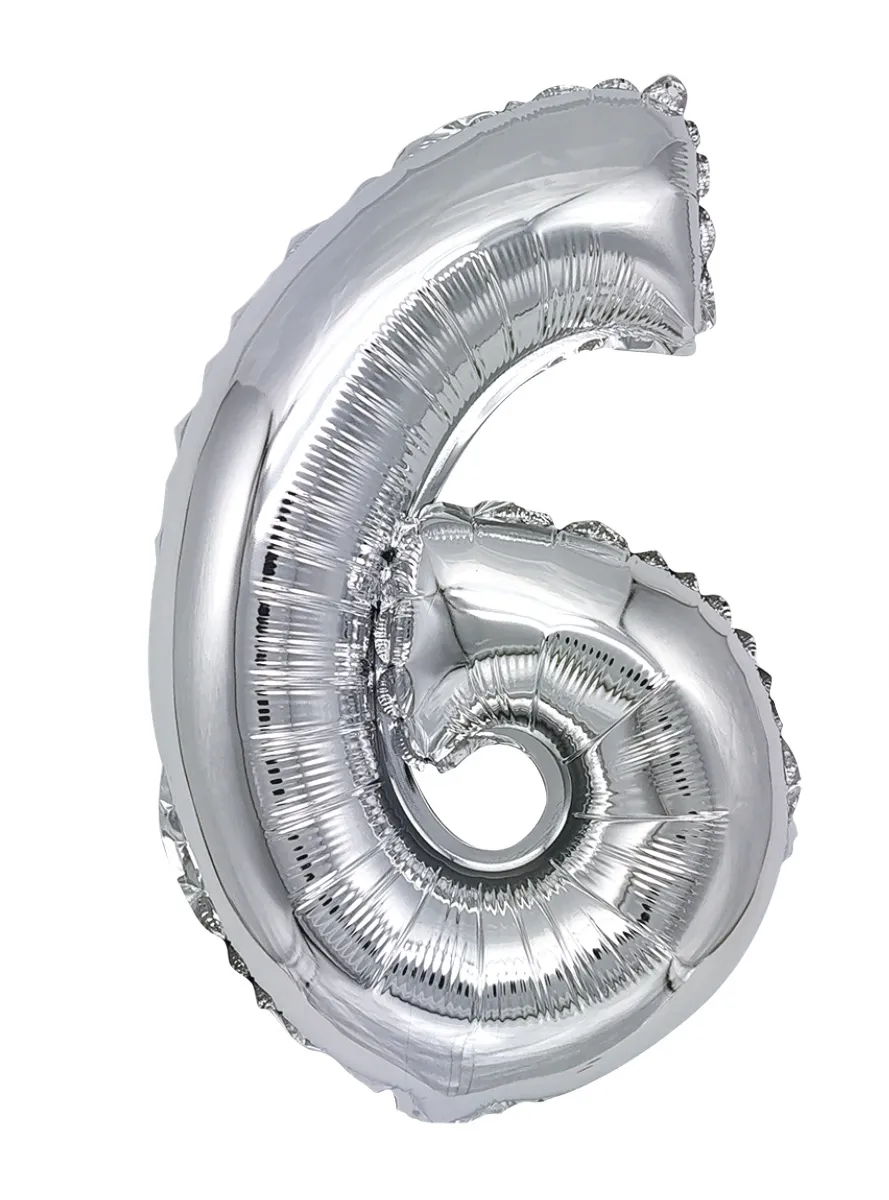 Balon Cifra 6 Folie Metalizata Argintiu 35cm,  – Ideal pentru Decoruri de Petrecere,  [2]