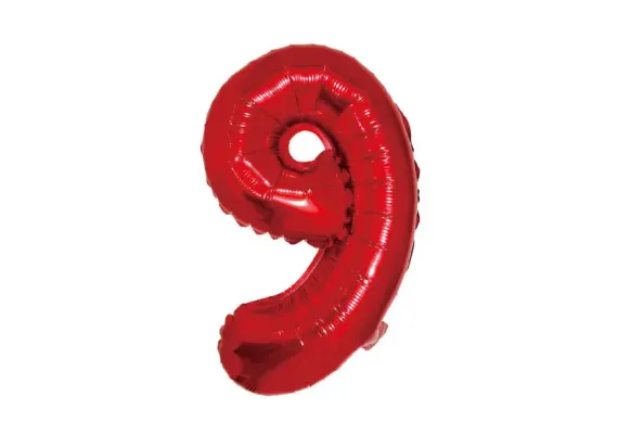 Balon decorativ cifra 9 din folie metalizata rosu, dimensiune 35 cm, ideal pentru aniversari si petreceri festive –  [1]
