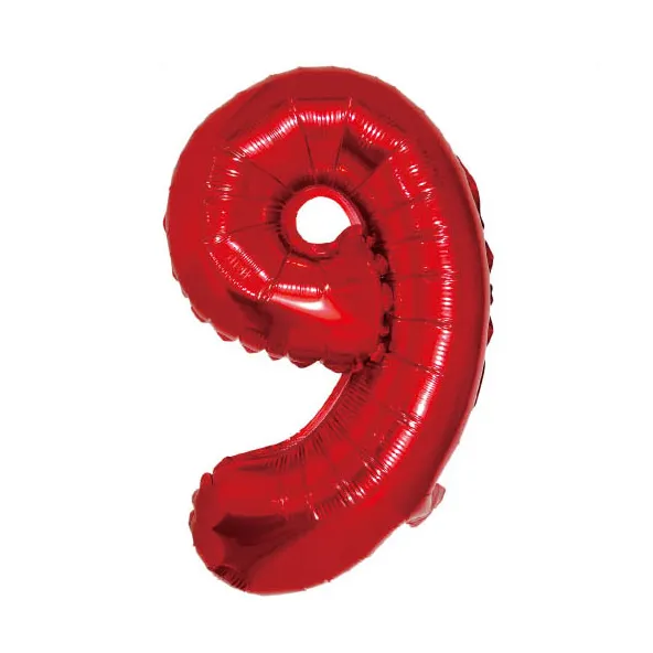 Balon decorativ cifra 9 din folie metalizata rosu, dimensiune 35 cm, ideal pentru aniversari si petreceri festive –  [2]