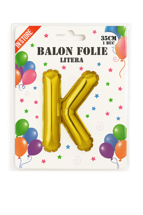 Balon folie litera K auriu, 35 cm, decor aniversari si petreceri, 1 buc [2]