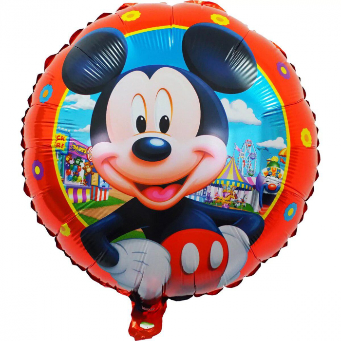Balon folie metalizata 44.5x50cm cu soricelul dragalas si bat pentru sustinere – decor petrecere copii, aniversare tematica,  [2]