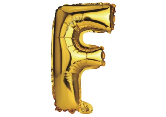 Balon Litera F din Folie Metalizata Auriu 35 cm – Decor Elegant pentru Petreceri si Evenimente  [1]