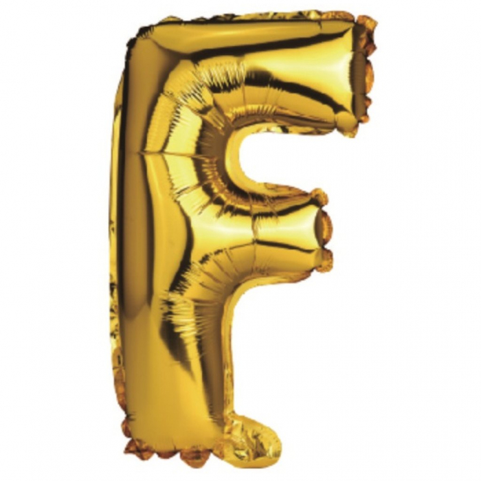 Balon Litera F din Folie Metalizata Auriu 35 cm – Decor Elegant pentru Petreceri si Evenimente  [2]
