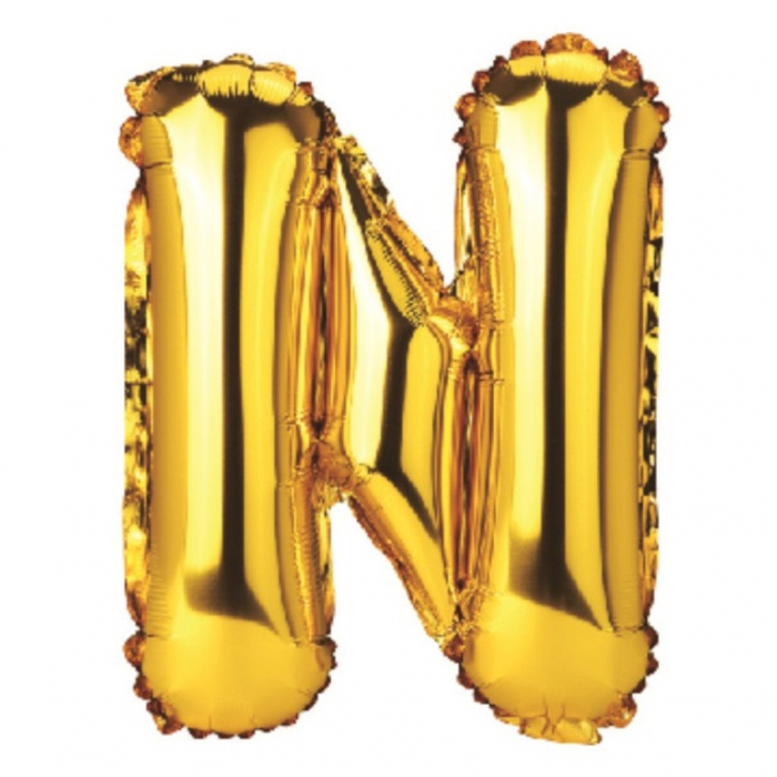 Balon Litera N din Folie Metalizata Auriu 35 cm – Decor Elegant pentru Petreceri si Evenimente  [2]