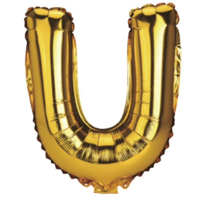 Balon Litera U din Folie Metalizata Auriu 35 cm – Decor Elegant pentru Petreceri si Evenimente  [2]