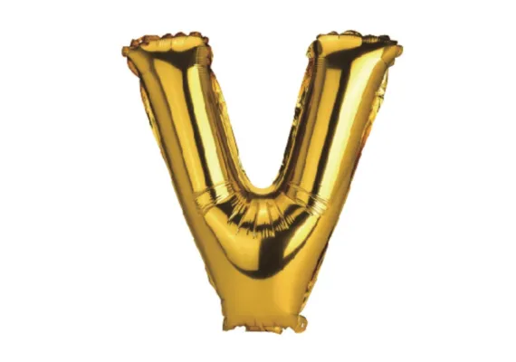 Balon Litera V din Folie Metalizata Auriu 35 cm – Decor Elegant pentru Petreceri si Evenimente  [1]