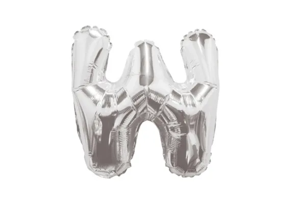 Balon Litera W din Folie Metalizata Argintiu – 35 cm, Decor pentru Petreceri si Evenimente,  [1]