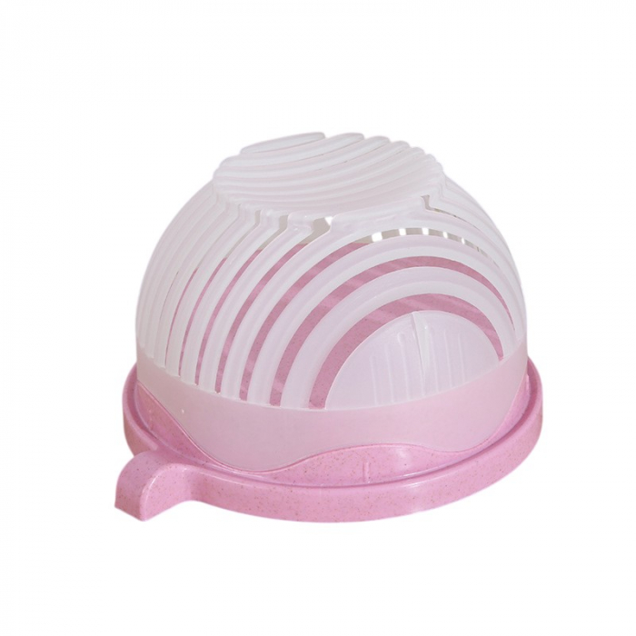 Bol Feliator pentru Salata, , Castron Multifunctional pentru Legume si Fructe, pentru Spalat si Taiat Legumele, cu Scurgere si Tocator, Ergonomic, Protectie pentru Maini, 21x18.5x11.5 cm, Roz [1]