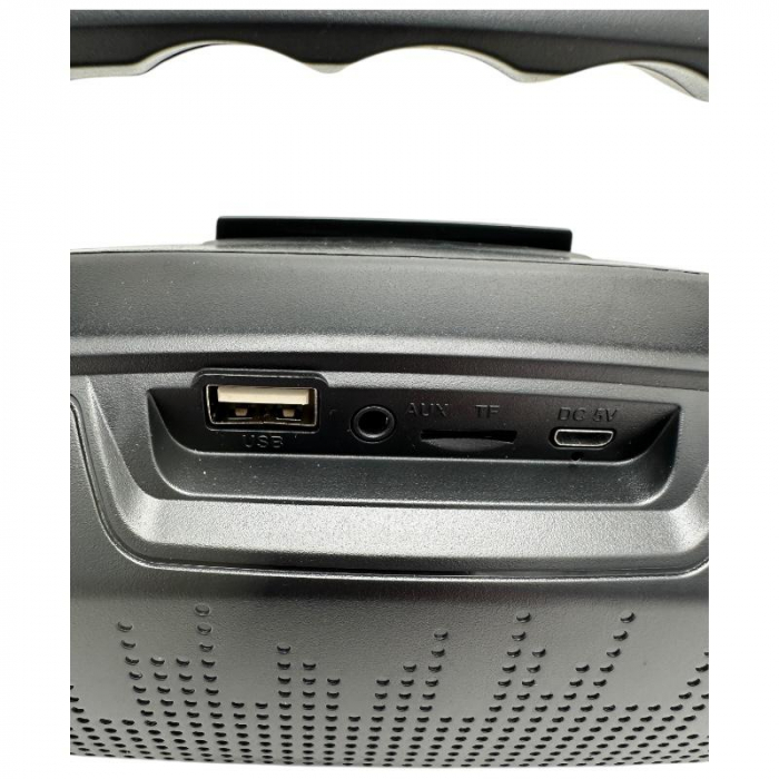 Boxa portabila Bluetooth MF-203 LED, 2x5W, baterie 1200mAh, radio FM, TF, AUX, USB, negru, difuzoare 52mm,  [3]
