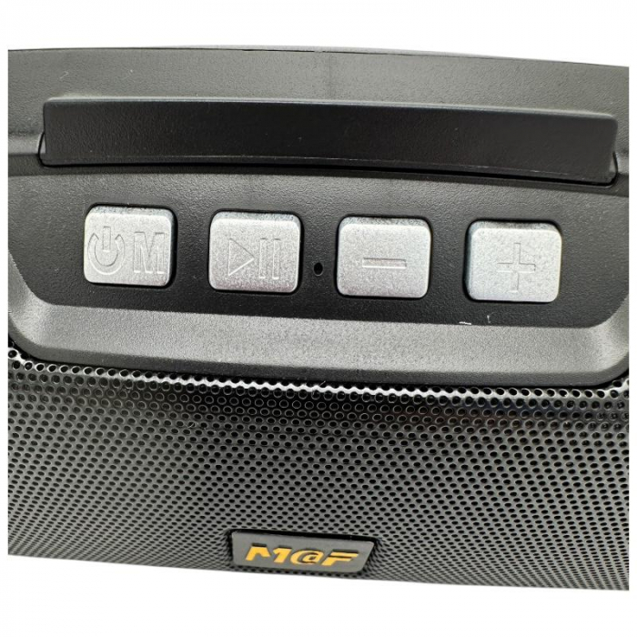 Boxa portabila Bluetooth MF-203 LED, 2x5W, baterie 1200mAh, radio FM, TF, AUX, USB, negru, difuzoare 52mm,  [4]