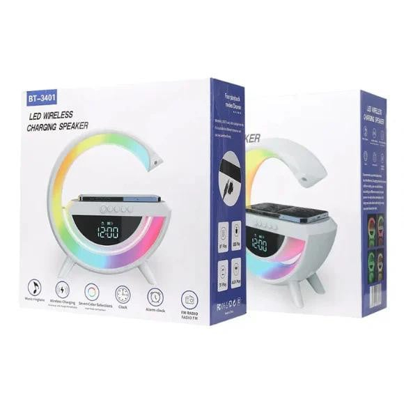Boxa portabila multifunctionala BT-3401, incarcare wireless, ceas digital, led, 25×24×9cm  [4]