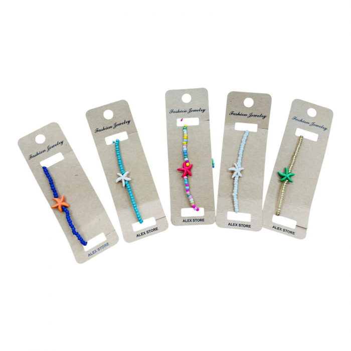 Bratara cu margele colorate si decor steluta de mare – accesoriu casual de vara pentru femei si fete,  [2]