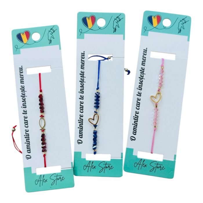 Bratara cu margele colorate si inima aurie – accesoriu delicat cu snur reglabil, pentru femei si fete,  [2]