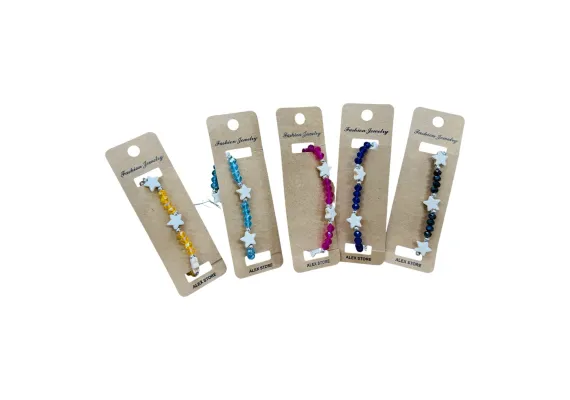 Bratara cu margele colorate si stelute albe – accesoriu casual pentru femei si fete, in culori variate,  [1]
