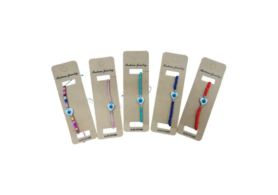 Bratara cu margele colorate si talisman inima cu ochi protector – accesoriu simbolic, reglabil, pentru femei si fete,  [1]