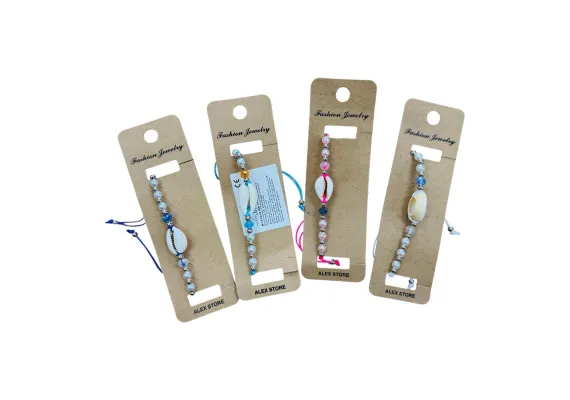 Bratara cu scoica decorativa si margelute sidefate – accesoriu delicat de vara cu snur reglabil, pentru femei si fete,  [1]