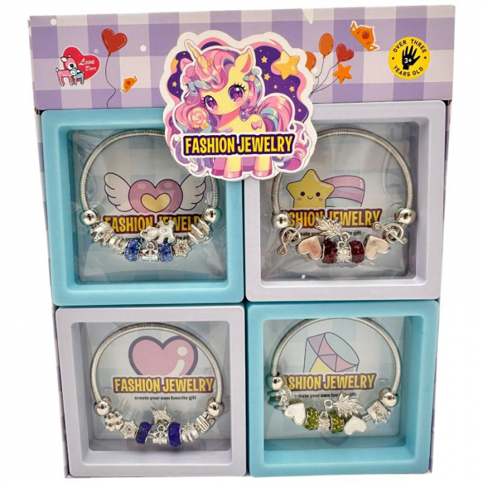 Bratara fashion pentru copii in cutie cadou – model charm colorat, accesorii decorative, peste 3 ani,  [2]