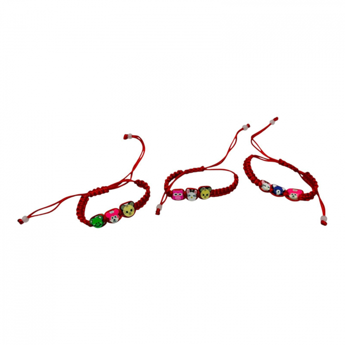 Bratara Martisor cu snur rosu reglabil, 3figurine,   [4]
