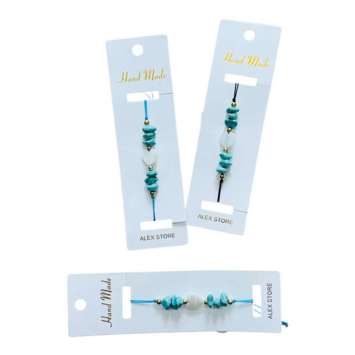 Bratara multicolora cu pietricele verzi – accesoriu natural cu energie pozitiva si stil fresh,  [2]