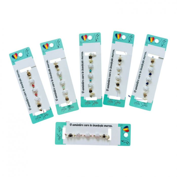 Bratara multicolora cu scoici naturale si culori combinate – accesoriu marin vibrant, original si plin de personalitate pentru tinute casual si de vara  [2]