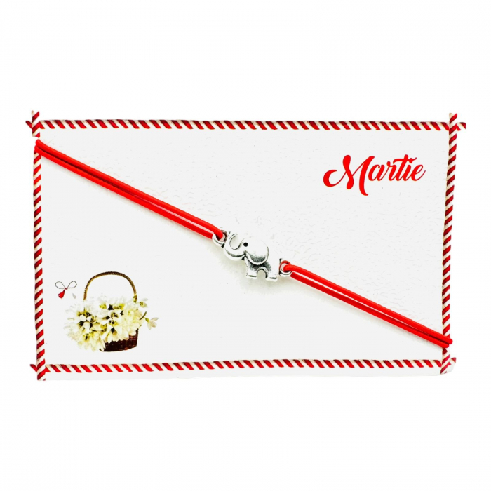 Bratara reglabila Martisor, snur elastic, Elefant Norocos, model 2025,   [3]