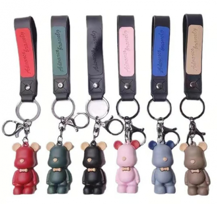 Breloc Accesoriu cu figurina din silicon Ursuleț Dragalas, diverse culori,   [3]