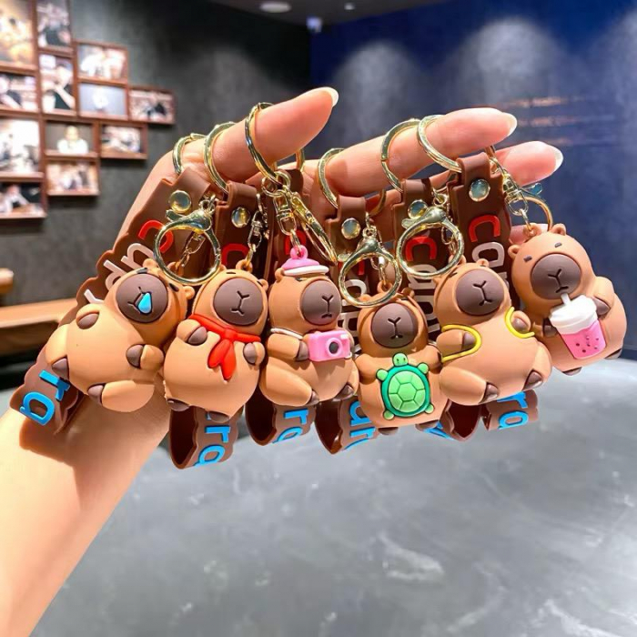 Breloc Capybara 3D din Silicon – Accesoriu Amuzant cu Curea si Figurina, Ideal pentru Chei, Ghiozdan sau Rucsac,  [2]