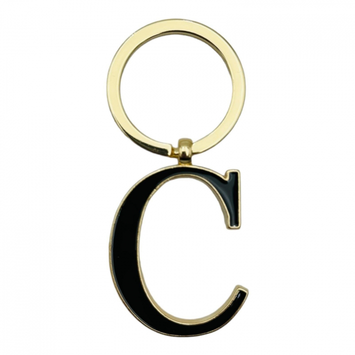 Breloc Metalic Deosebit, Initiala, auriu+negru, 7×3cm, calitate superioara  [2]