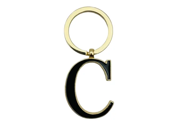 Breloc Metalic Deosebit, Initiala, auriu+negru, 7×3cm, calitate superioara  [1]
