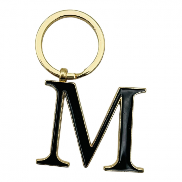 Breloc Metalic Deosebit, Initiala, auriu+negru, 7×3cm, calitate superioara  [3]