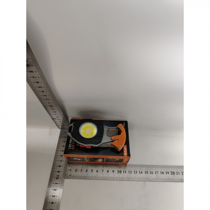 Breloc Multifunctional, , Model W5147, Kit Supravietuire, Lanterna, Bricheta, Fluier, din ABS/Aluminiu, Alimentare USB, Negru/Portocaliu [16]