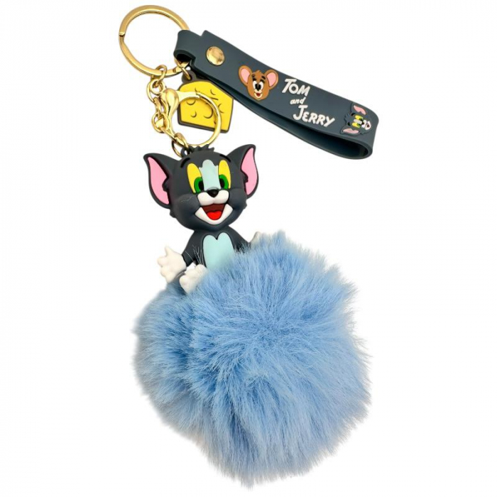 Breloc Pom-Pom 12cm cu Personaj Desen Animat, Model Amuzant, Accesoriu Chei sau Geanta,  [4]